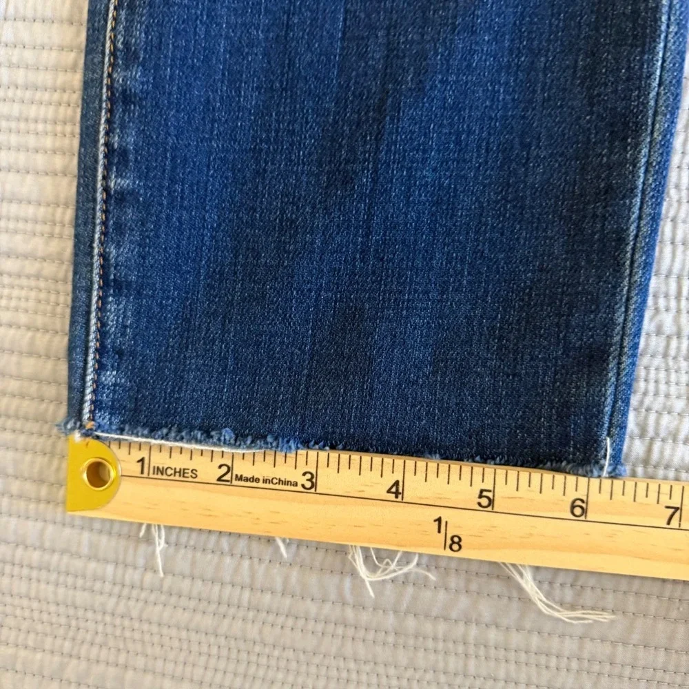 L'AGENCE High Rise Straight‎ Leg Raw Hem Jeans Dark Wash Blue Womens Size 25